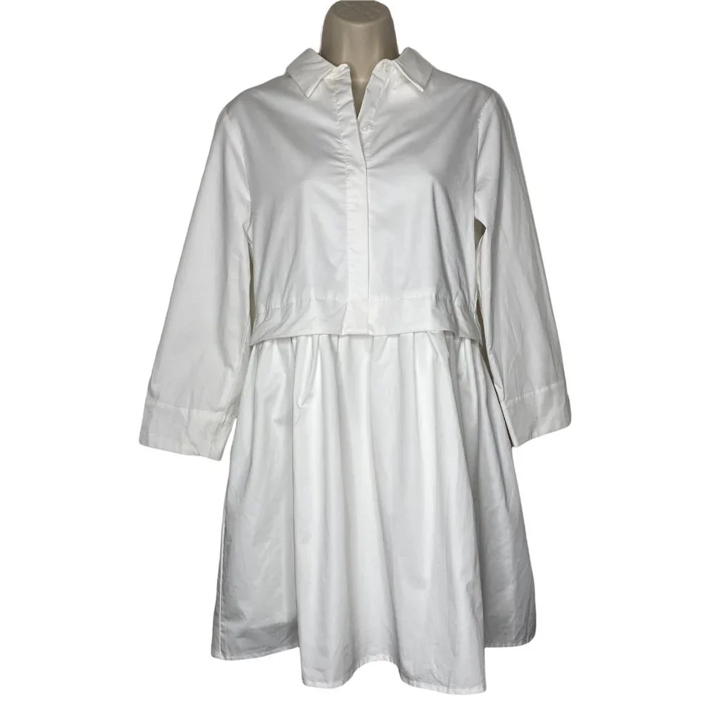 Pomander Place White Ella Classic Everyday Collared Shirt Dress Size XL - Picture 2 of 12